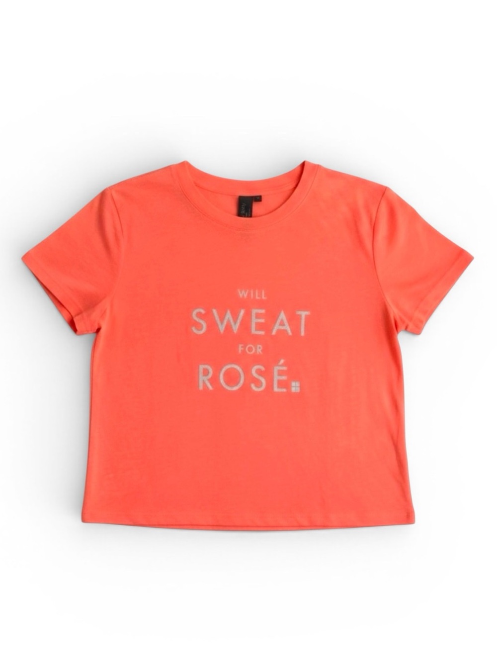 Sweaty Betty Will Sweat for Rosé Tee Bright Orange Cropped T-Shirt Size Small